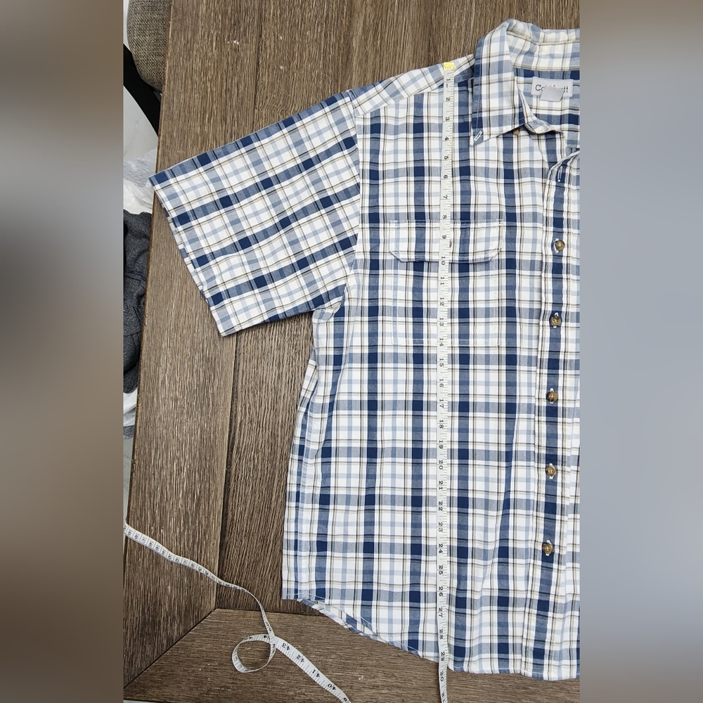 Carhartt Plaid 2 Pocket Short Sleeve Button-up Men's Size Large - Picture 2 of 7